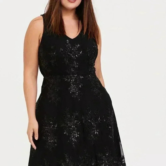 Torrid Size 20 Black Sequin Skater Dress | Party, Cocktail, Formal - Picture 1 of 11